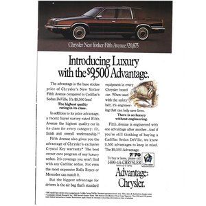 Chrysler New Yorker Fifth Avenue Car Auto 1990s Vintage Print Ad
